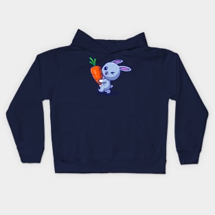 Cute Rabbit Holding Carrot Cartoon Kids Hoodie